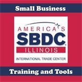 Blue stripes on a red background read "Small Business Training and Tools."