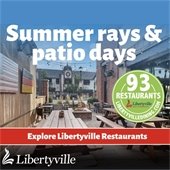 A photo of a outdoor patio says "Summer rays and patio days."