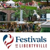 Several photos of outdoor festivals are above text that reads "Festivals of Libertyville."