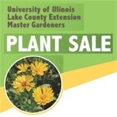 A yellow flower is in a circle in front of a white background. Text reads "University of Illinois Lake County Extensions Master Gardeners."