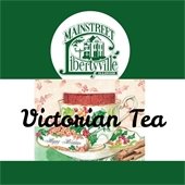 The background is dark green. In the center is a vintage painted photo of a tea cup decorated with flowers.